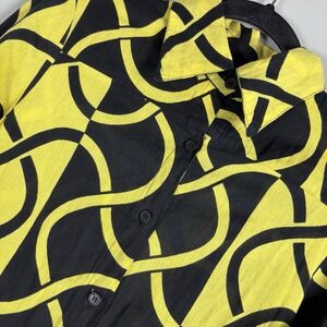 Step In Style Women's Small Yellow Black Artsy Lagenlook High Low Midi Dress‎